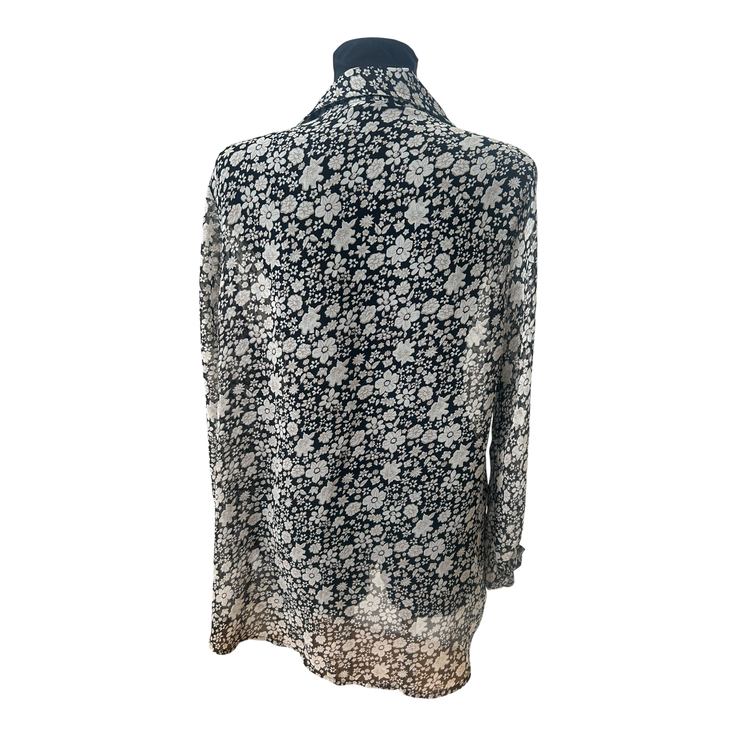 Gina Benotti Bluse Damen Gr L Schwarz Weiß Blumen Muster Freizeit Elegant Neu