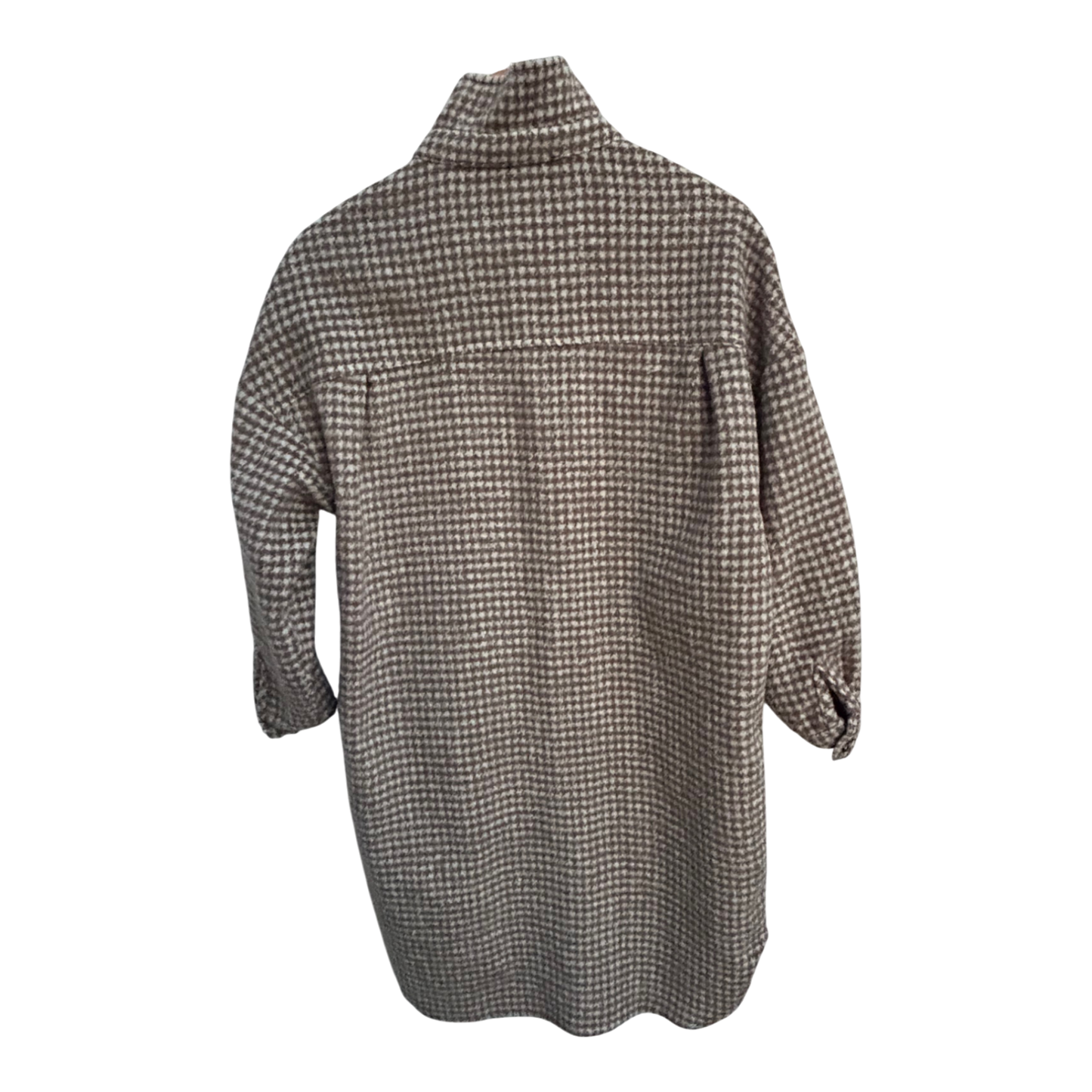 Forever 21 Mantel Damen Gr S Braun Weiß Kariert 3/4 Arm Herbst Jacke Trend