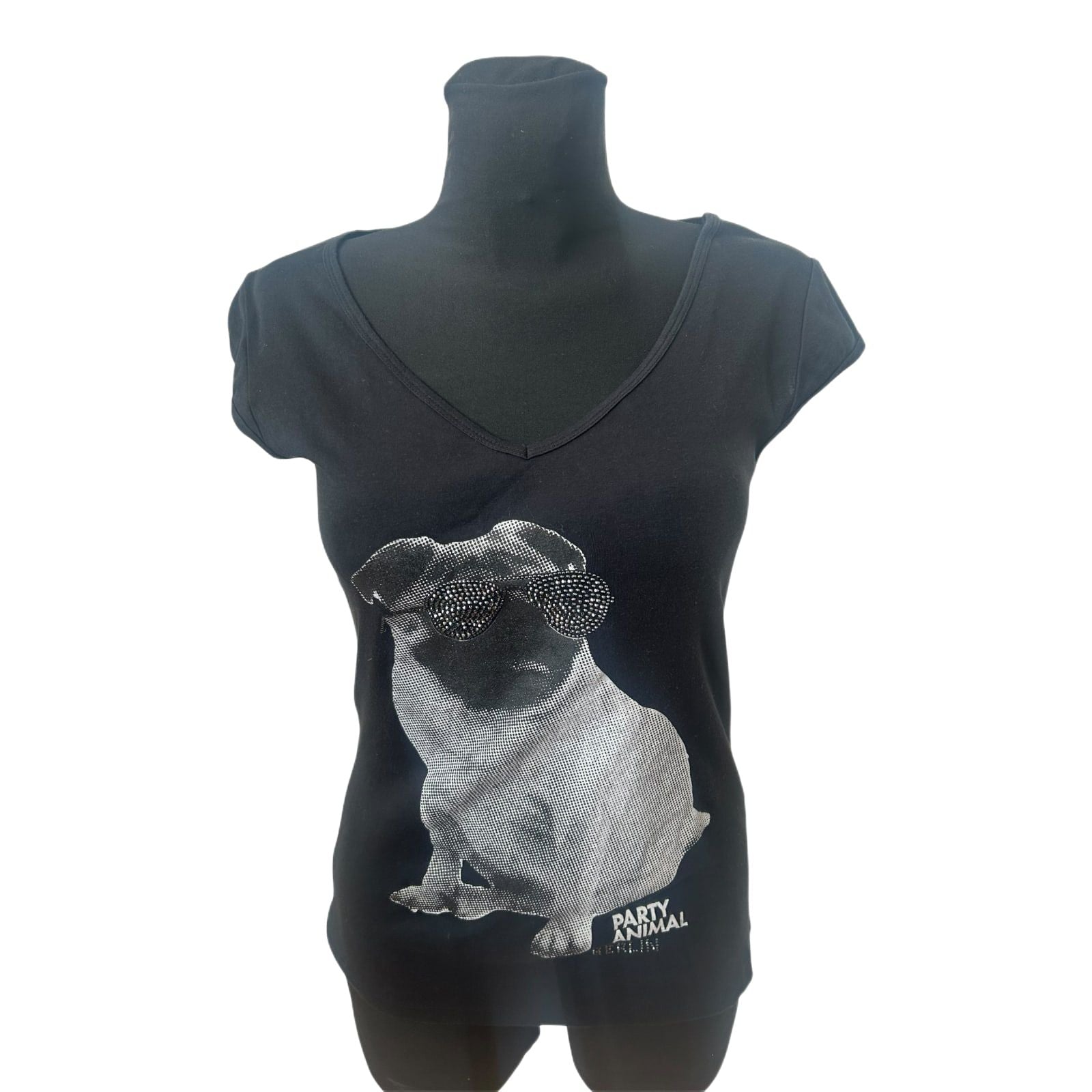 Look54 Hauptstadtrocker Berlin Shirt Mops Strass Schwarz Gr L