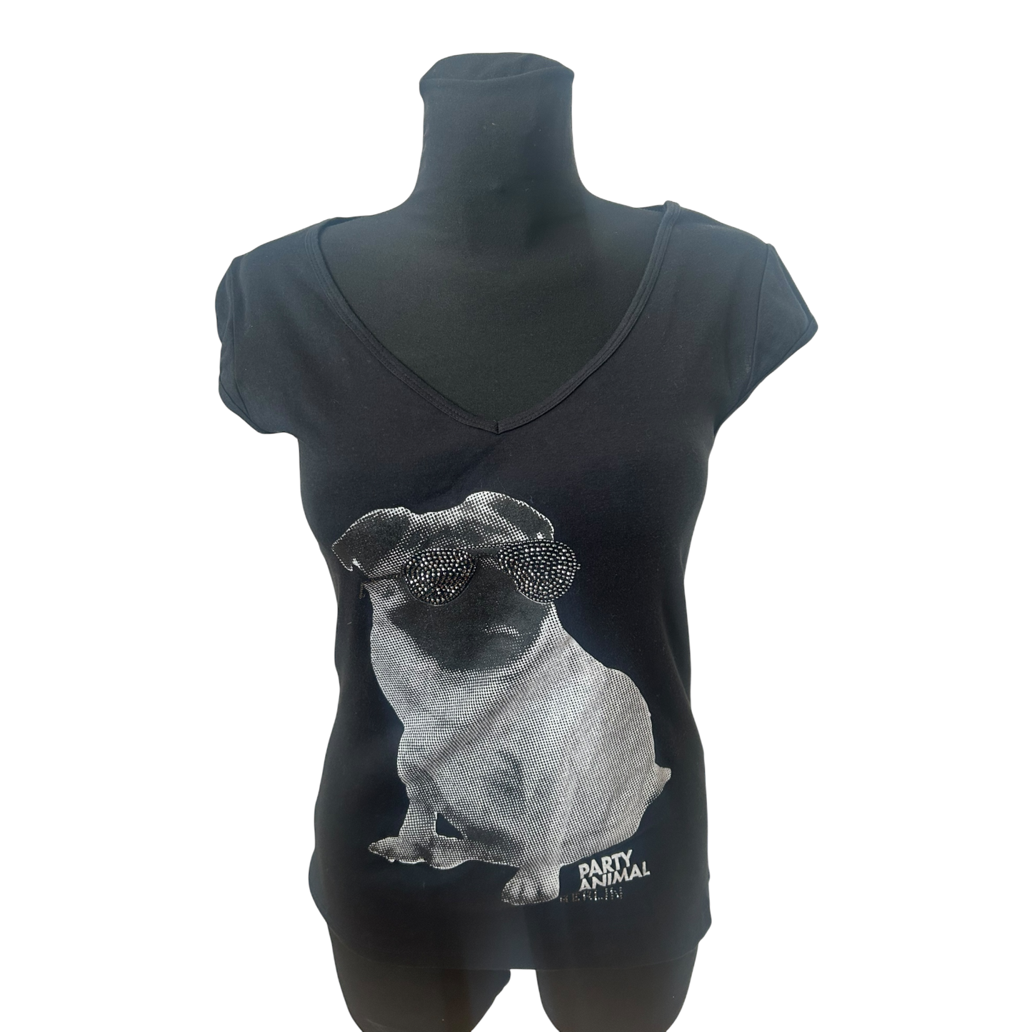 Look54 Hauptstadtrocker Berlin Shirt Mops Strass Schwarz Gr L