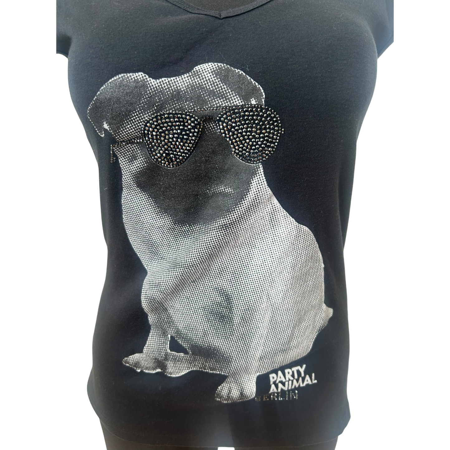 Look54 Hauptstadtrocker Berlin Shirt Mops Strass Schwarz Gr L