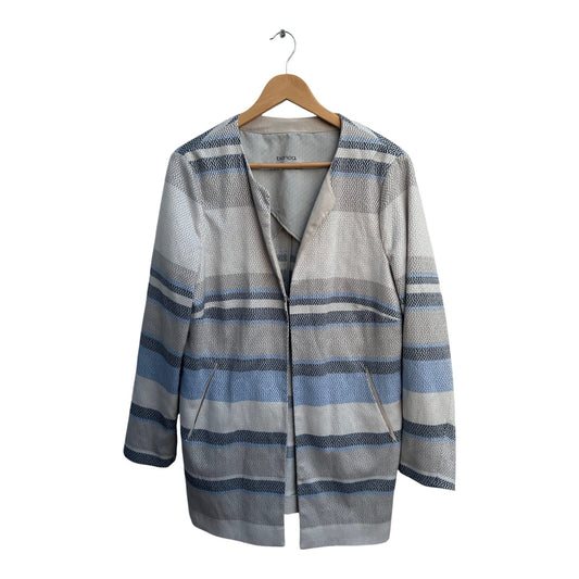 Bianca Mantel Damen Gr 46 Beige Blau Gestreift Übergang Elegant Teilgefüttert