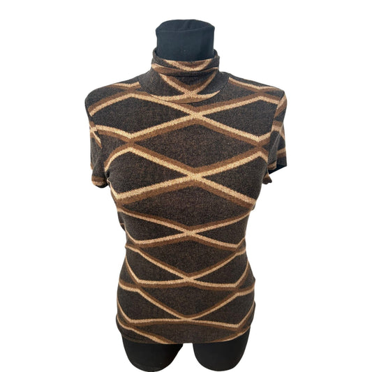 Ralph Lauren Damen Shirt Braun Rollkragen Kurzarm Größe M