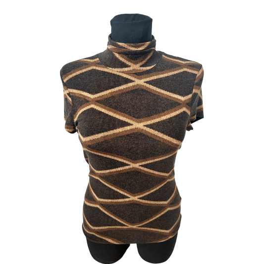 Ralph Lauren Damen Shirt Braun Rollkragen Kurzarm Größe M