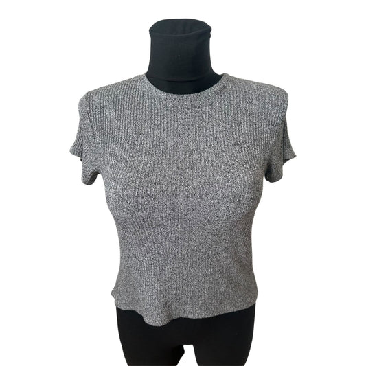 Brandy Melville Damen Top Grau Ripp One Size Sommer Stretch Basic