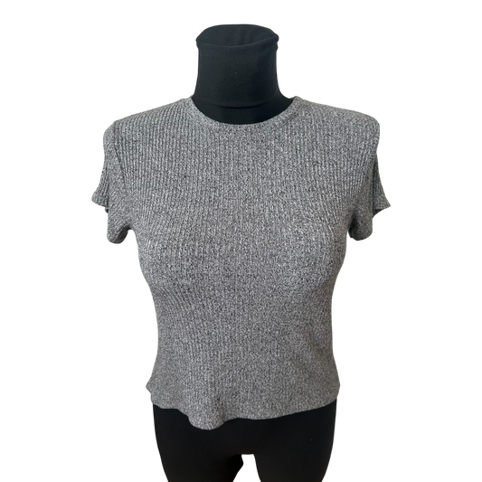 Brandy Melville Damen Top Grau Ripp One Size Sommer Stretch Basic