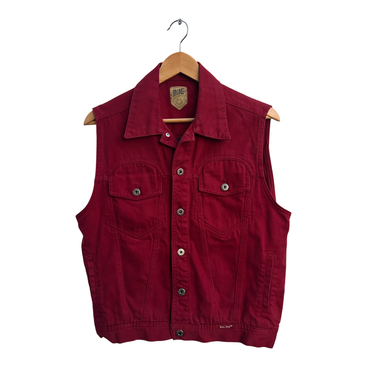 Balins Jeans Company Weste Damen 164 M Rot Denim Baumwolle Vintage Ärmellos
