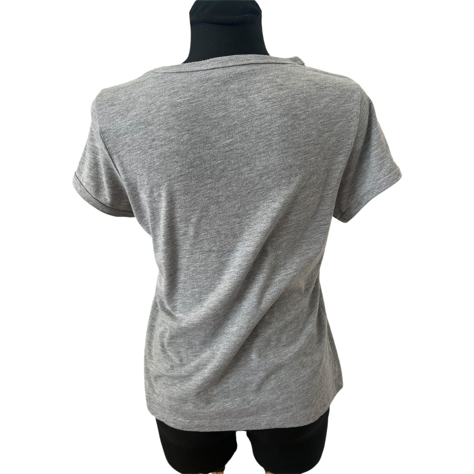 Atmosphere Damen T Shirt US Navy Print Grau Größe 40 Casual Basic