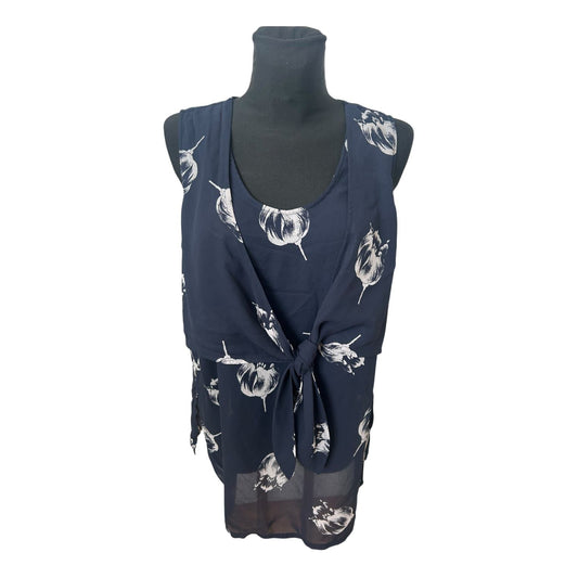 Apart Damen Bluse Gr 46 Blau Transparent Blumenprint Bindung Elegant Chic