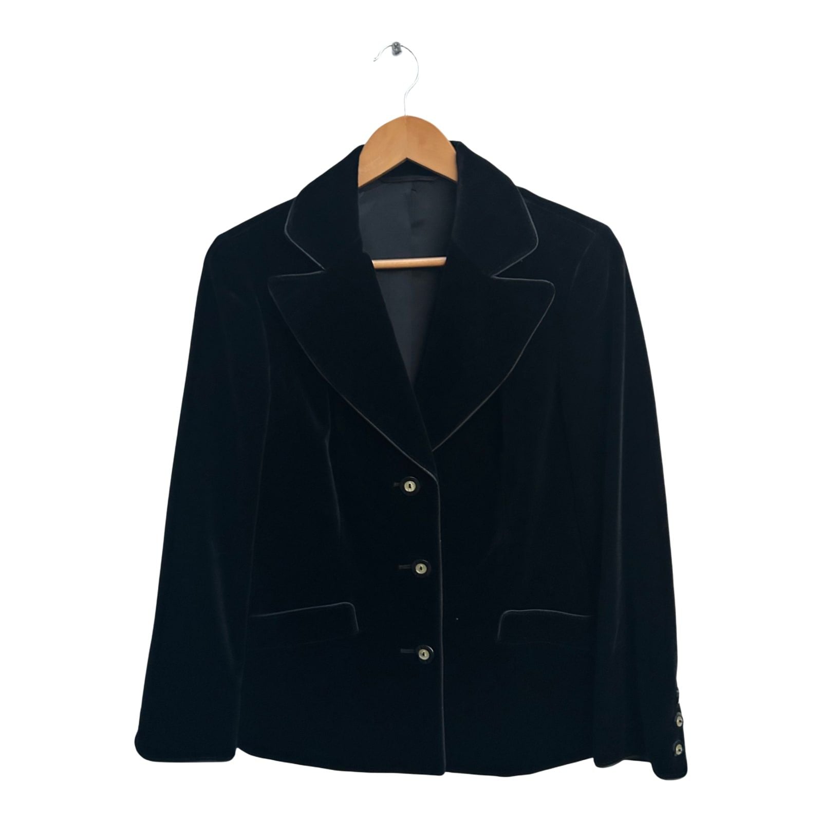 Ralph Dress Blazer Damen Gr S Schwarz Samt Elegant Vintage Perlmuttknöpfe
