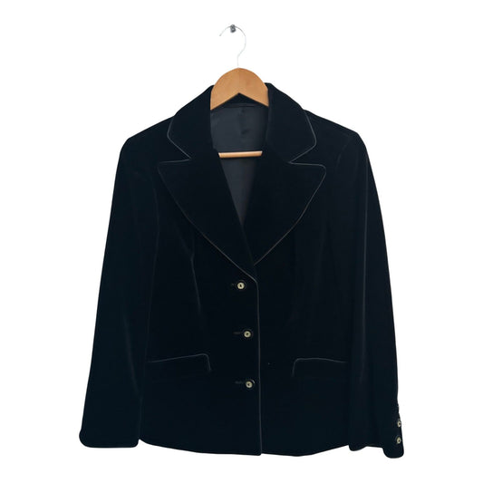 Ralph Dress Blazer Damen Gr S Schwarz Samt Elegant Vintage Perlmuttknöpfe