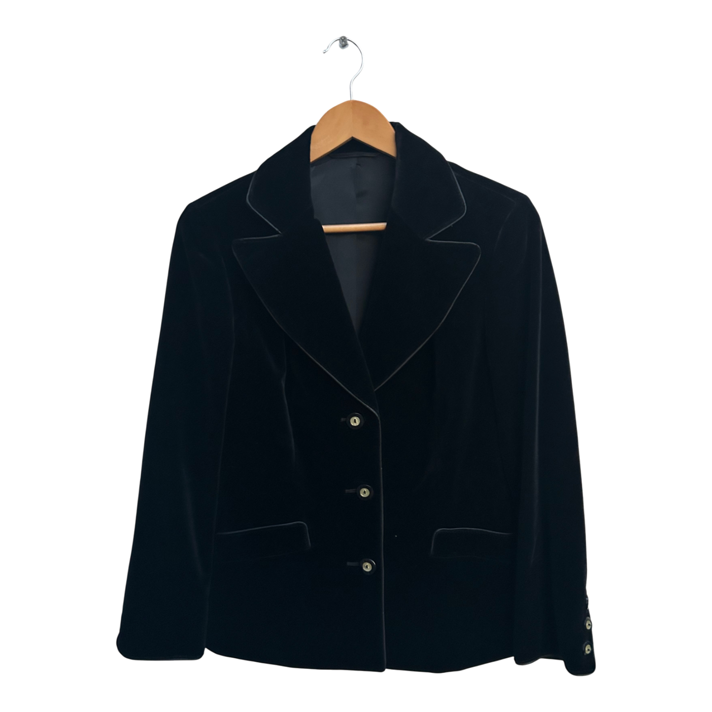 Ralph Dress Blazer Damen Gr S Schwarz Samt Elegant Vintage Perlmuttknöpfe