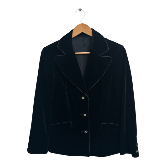 Ralph Dress Blazer Damen Gr S Schwarz Samt Elegant Vintage Perlmuttknöpfe