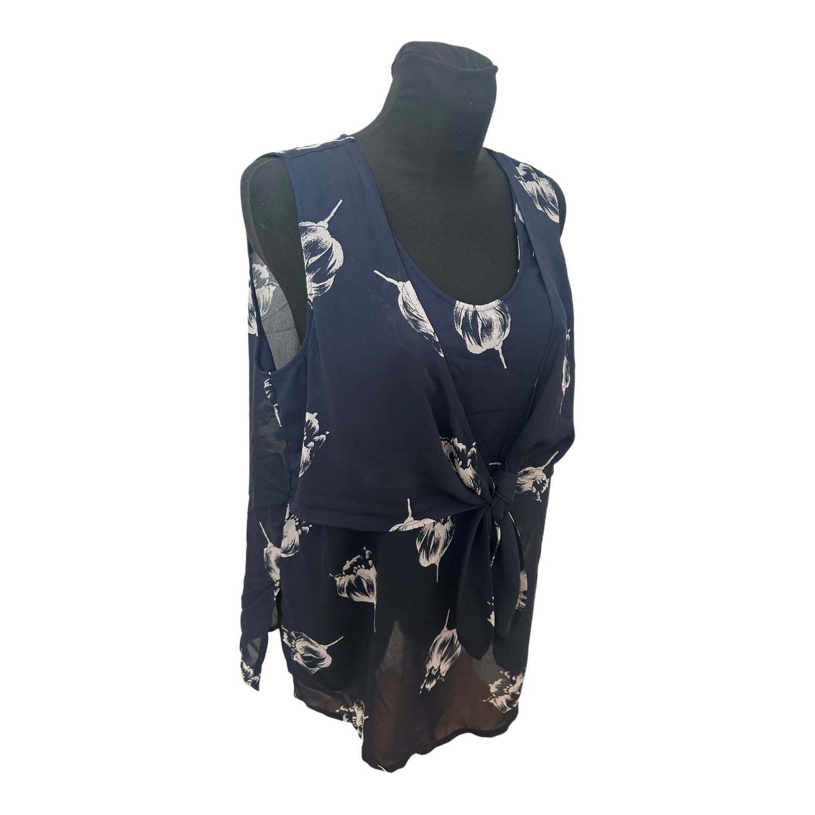 Apart Damen Bluse Gr 46 Blau Transparent Blumenprint Bindung Elegant Chic