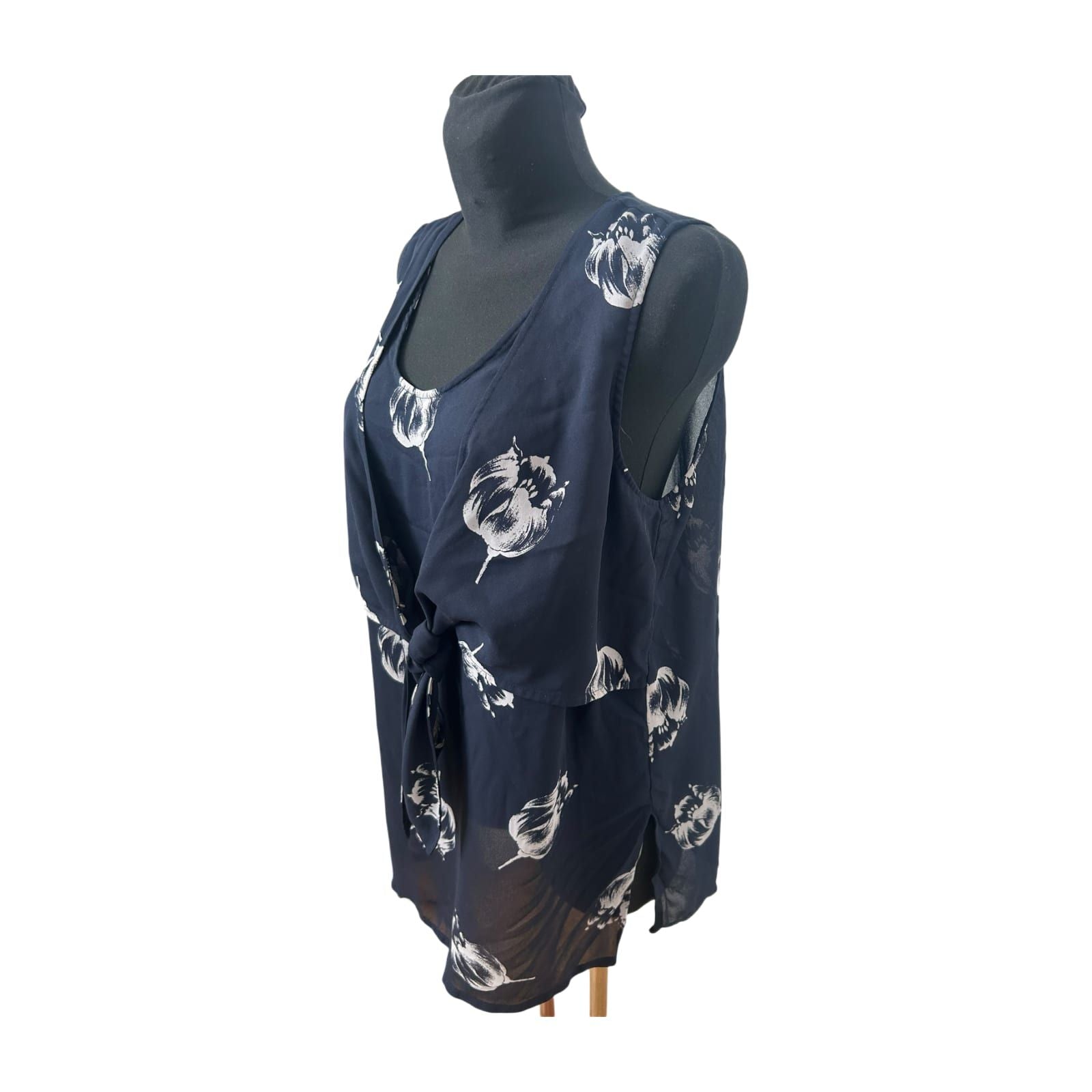 Apart Damen Bluse Gr 46 Blau Transparent Blumenprint Bindung Elegant Chic