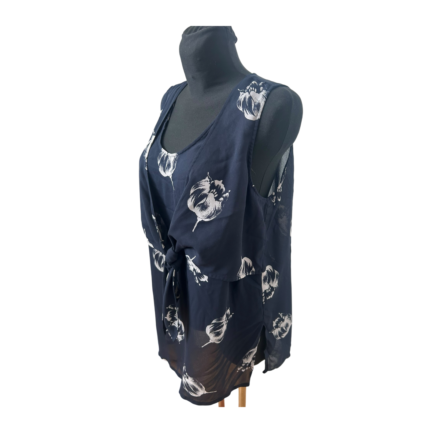 Apart Damen Bluse Gr 46 Blau Transparent Blumenprint Bindung Elegant Chic