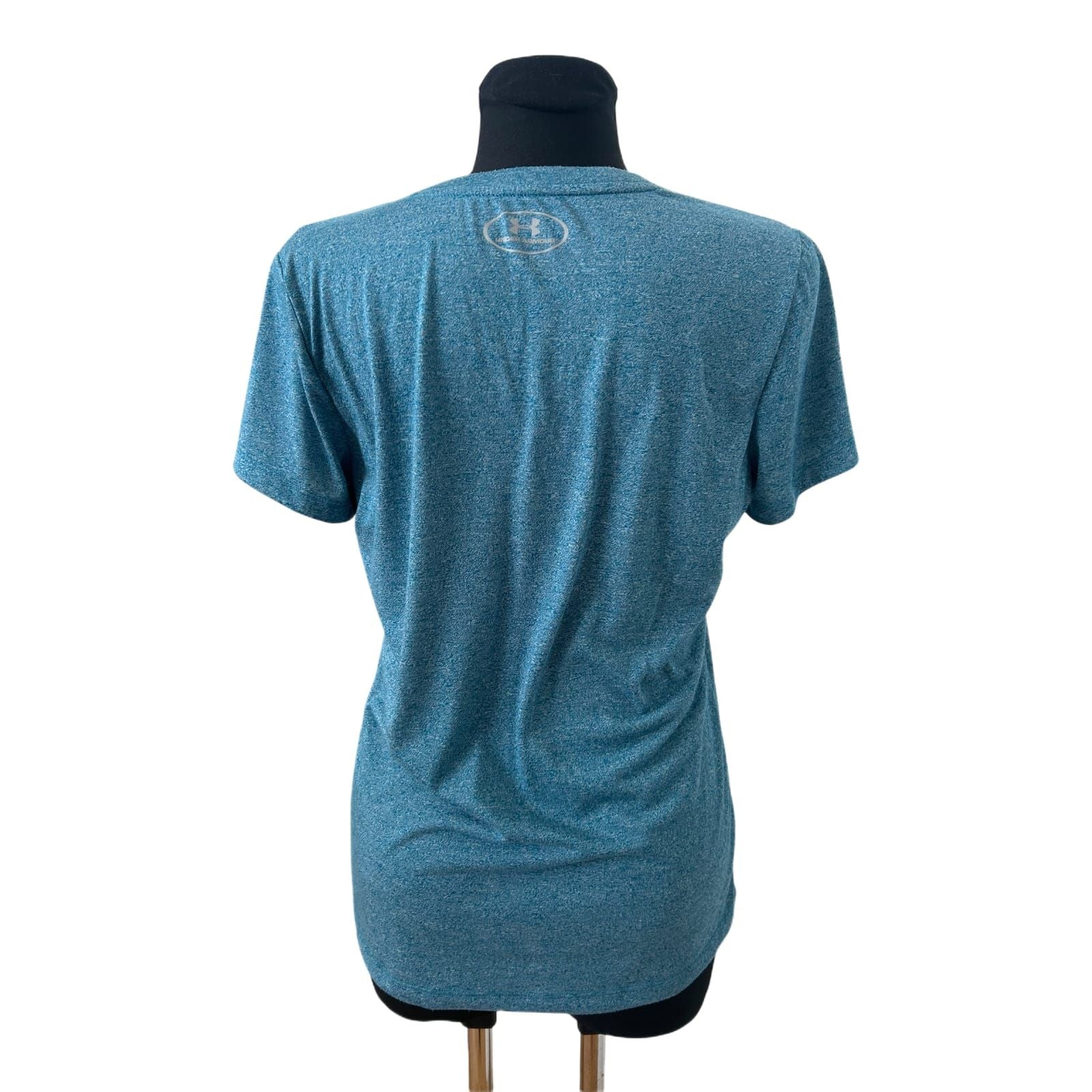Under Armour Damen T Shirt Gr M Blau V-Ausschnitt Sport Logo Sportlich