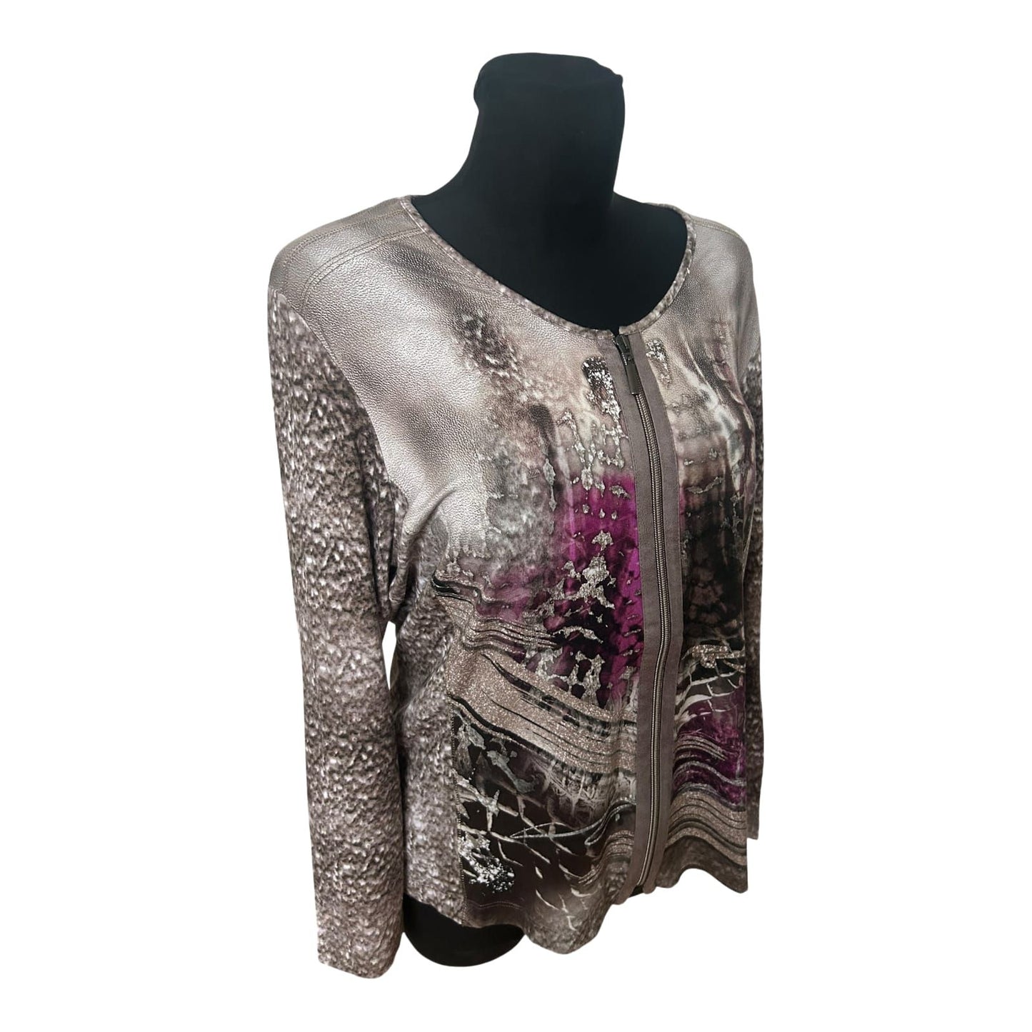 RABE Sweatjacke Damen Gr 44 Viskose Stretch Reissverschluss Muster Elegant