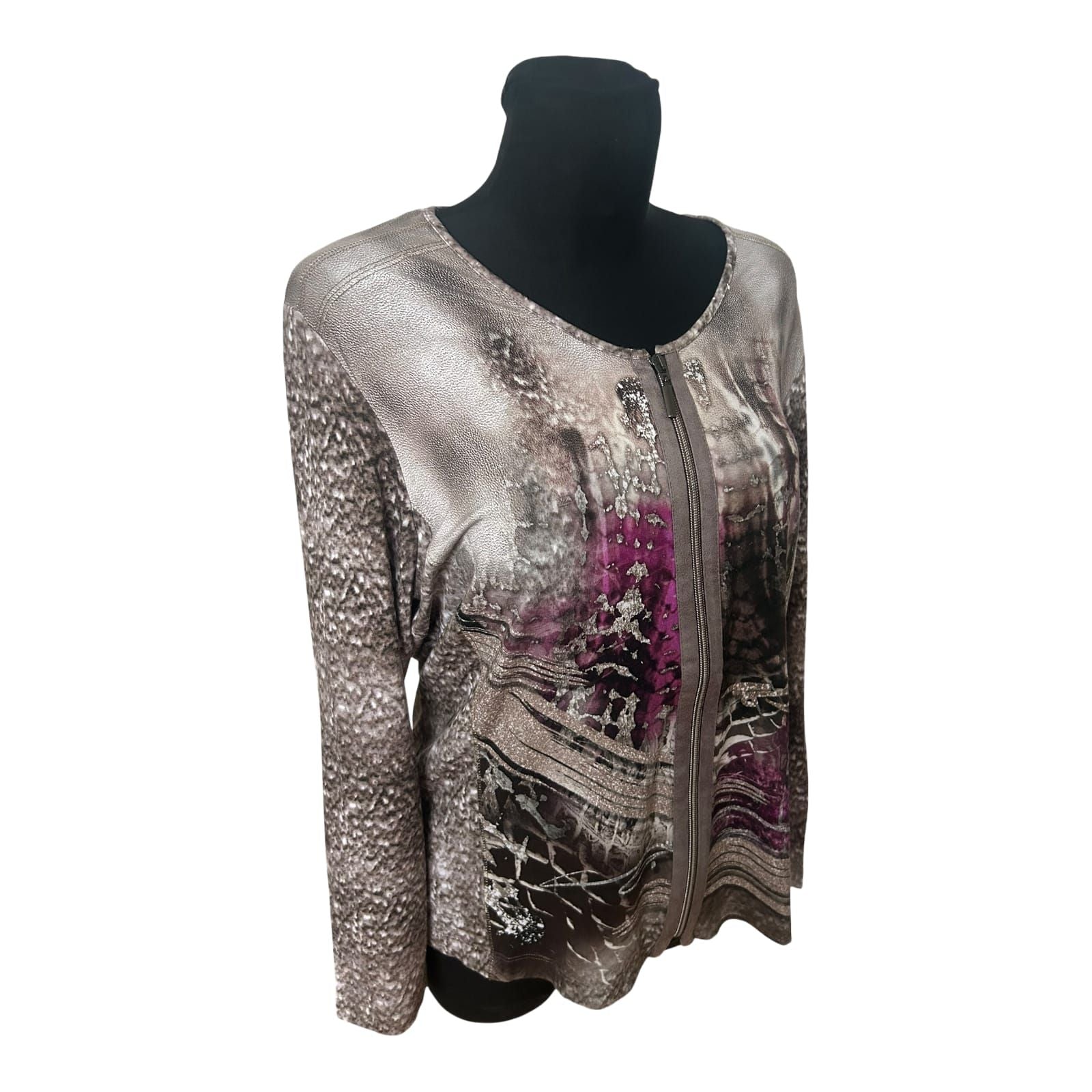 RABE Sweatjacke Damen Gr 44 Viskose Stretch Reissverschluss Muster Elegant