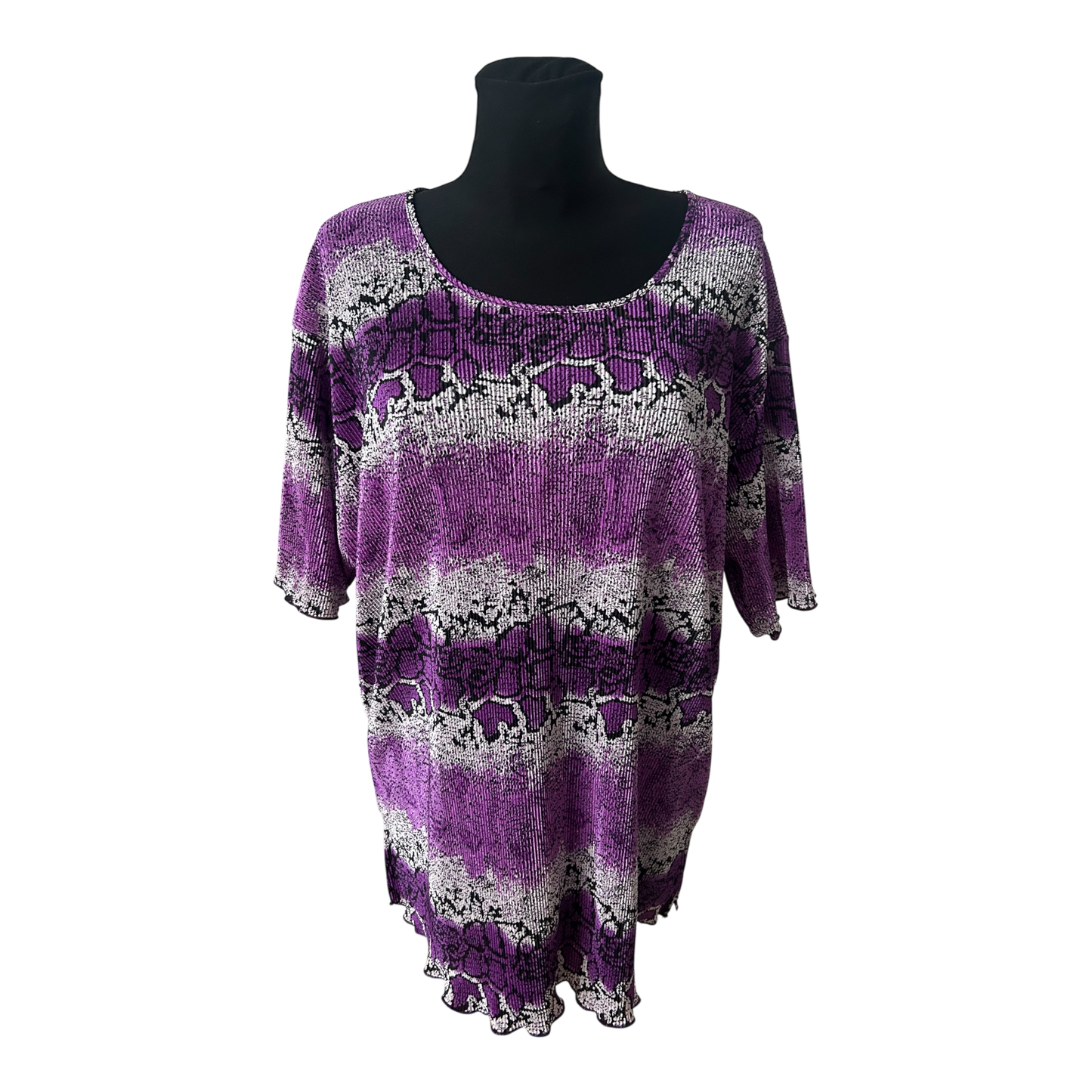 3XL Damen Shirt Lila Animal Print Stretch Kurzarm Übergröße Sommer