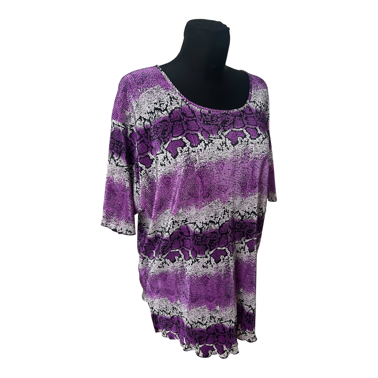 3XL Damen Shirt Lila Animal Print Stretch Kurzarm Übergröße Sommer