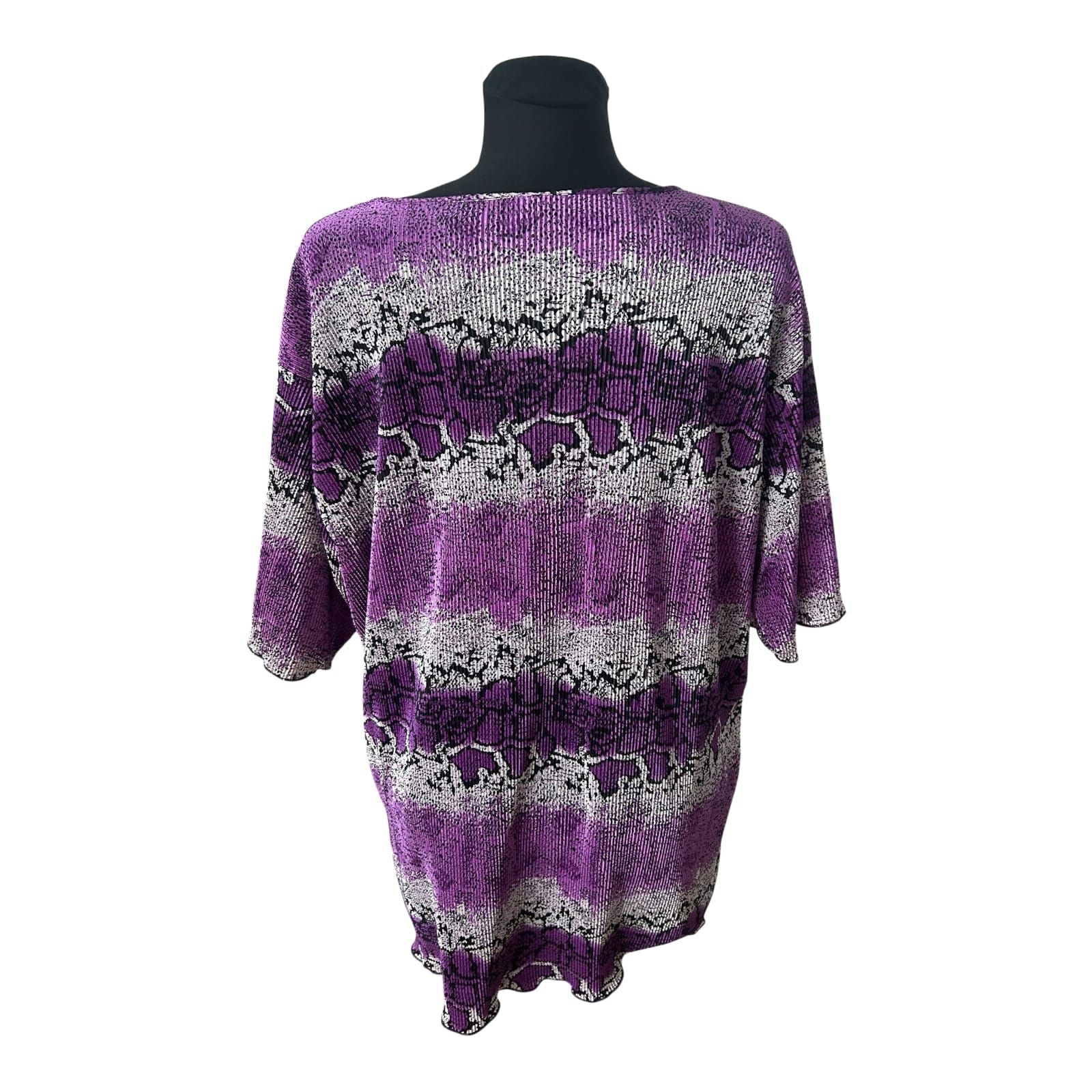 3XL Damen Shirt Lila Animal Print Stretch Kurzarm Übergröße Sommer