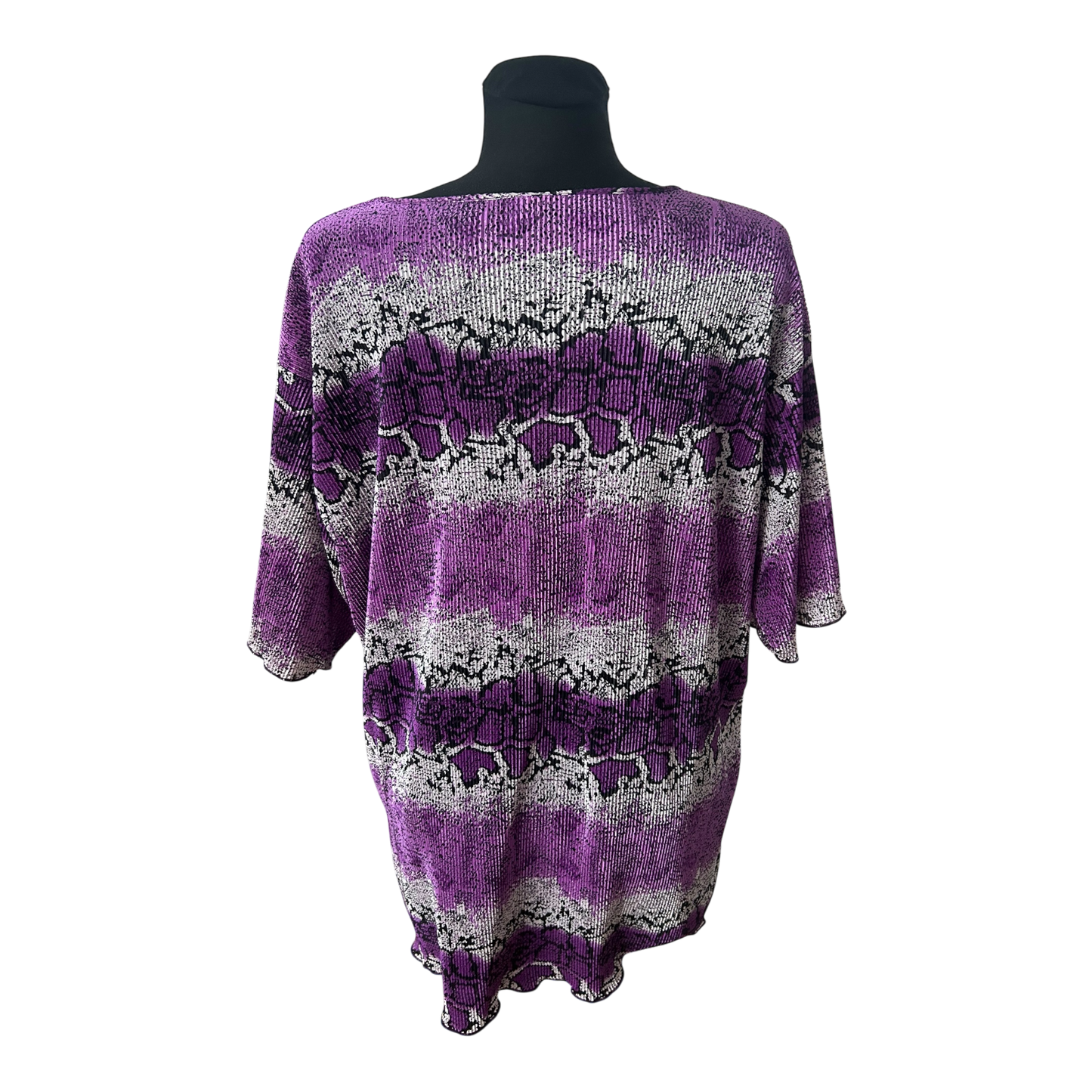 3XL Damen Shirt Lila Animal Print Stretch Kurzarm Übergröße Sommer