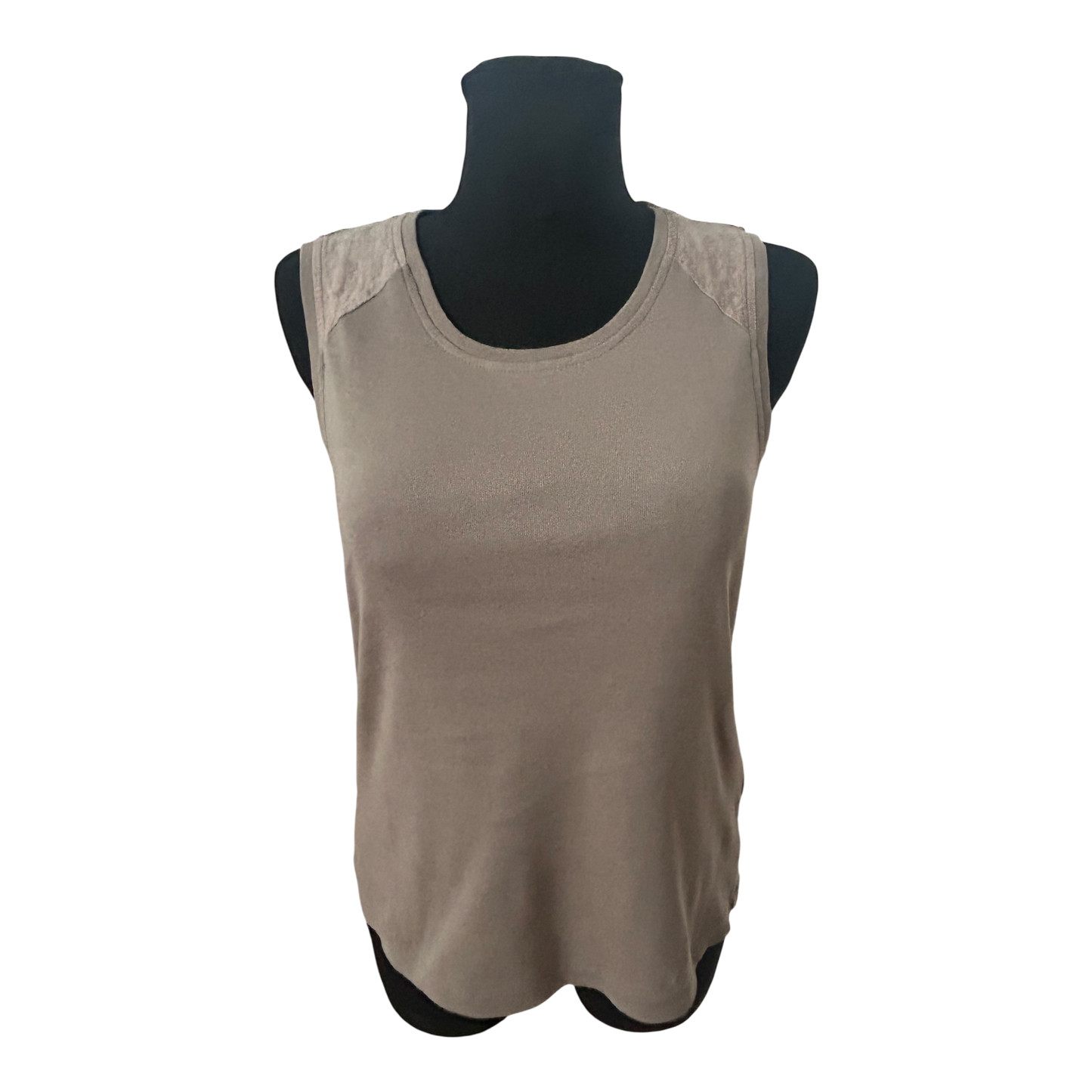 Olsen Shirt Damen Gr 40 Taupe 100% Baumwolle Ärmellos Elegant