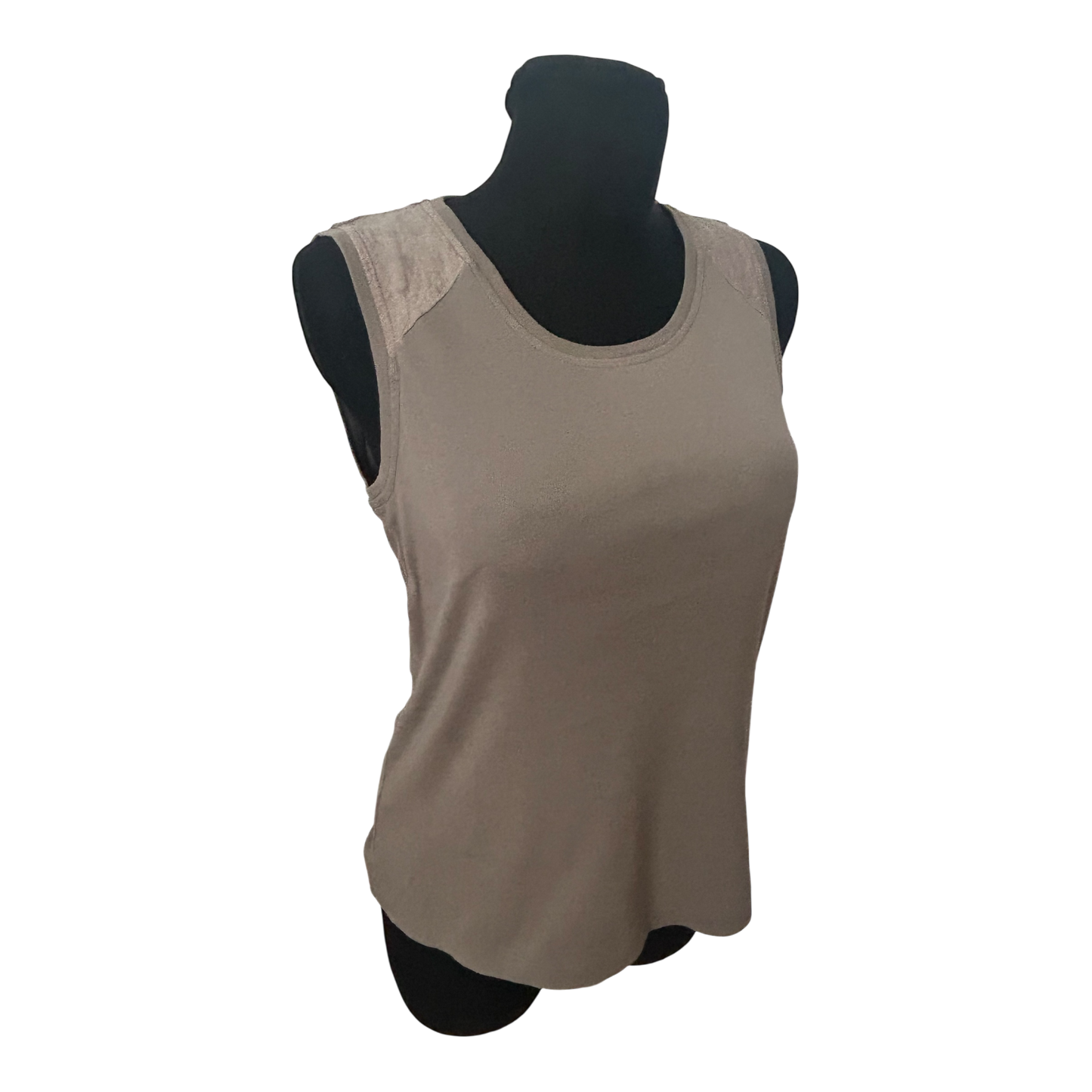 Olsen Shirt Damen Gr 40 Taupe 100% Baumwolle Ärmellos Elegant