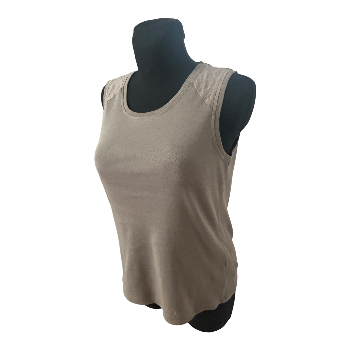 Olsen Shirt Damen Gr 40 Taupe 100% Baumwolle Ärmellos Elegant