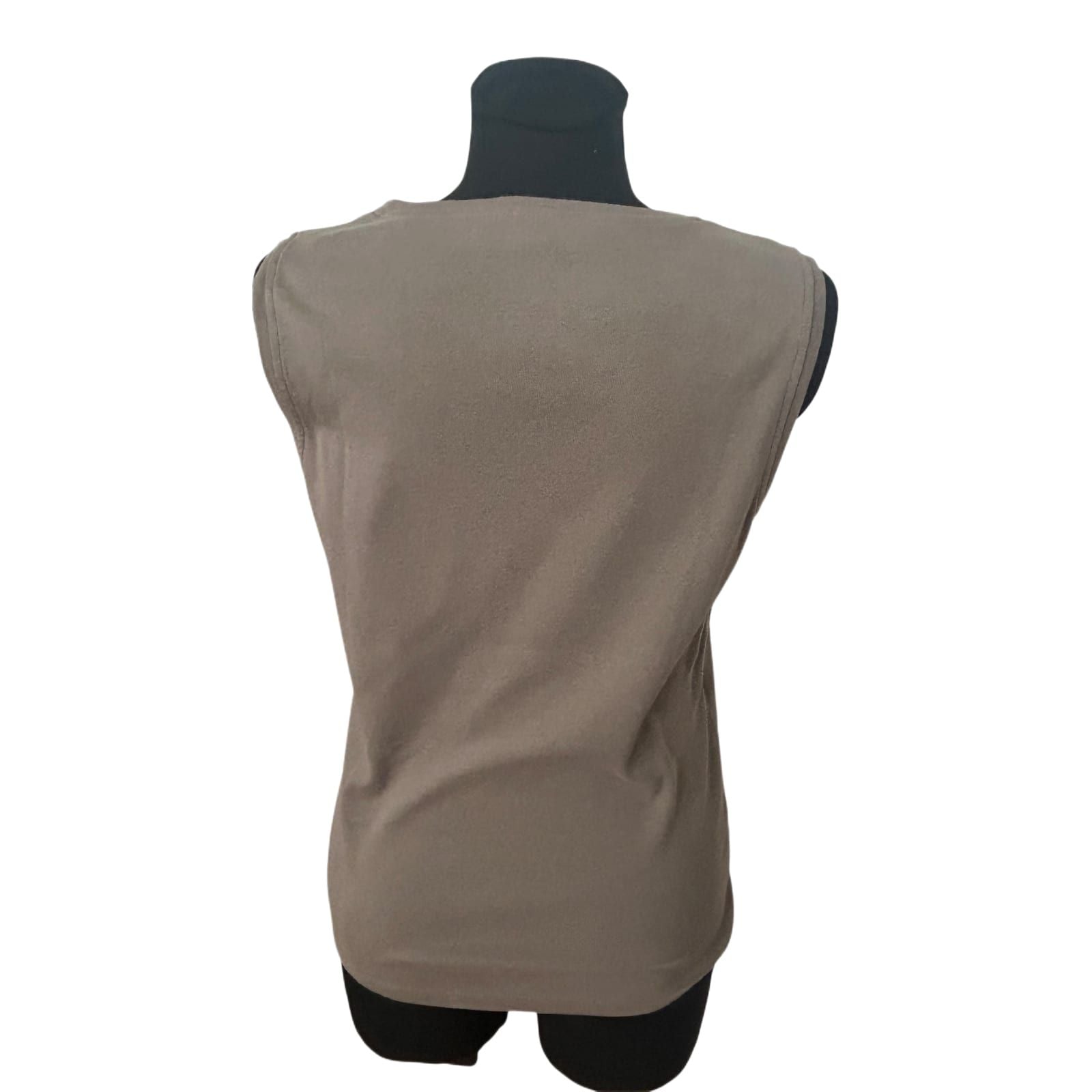Olsen Shirt Damen Gr 40 Taupe 100% Baumwolle Ärmellos Elegant