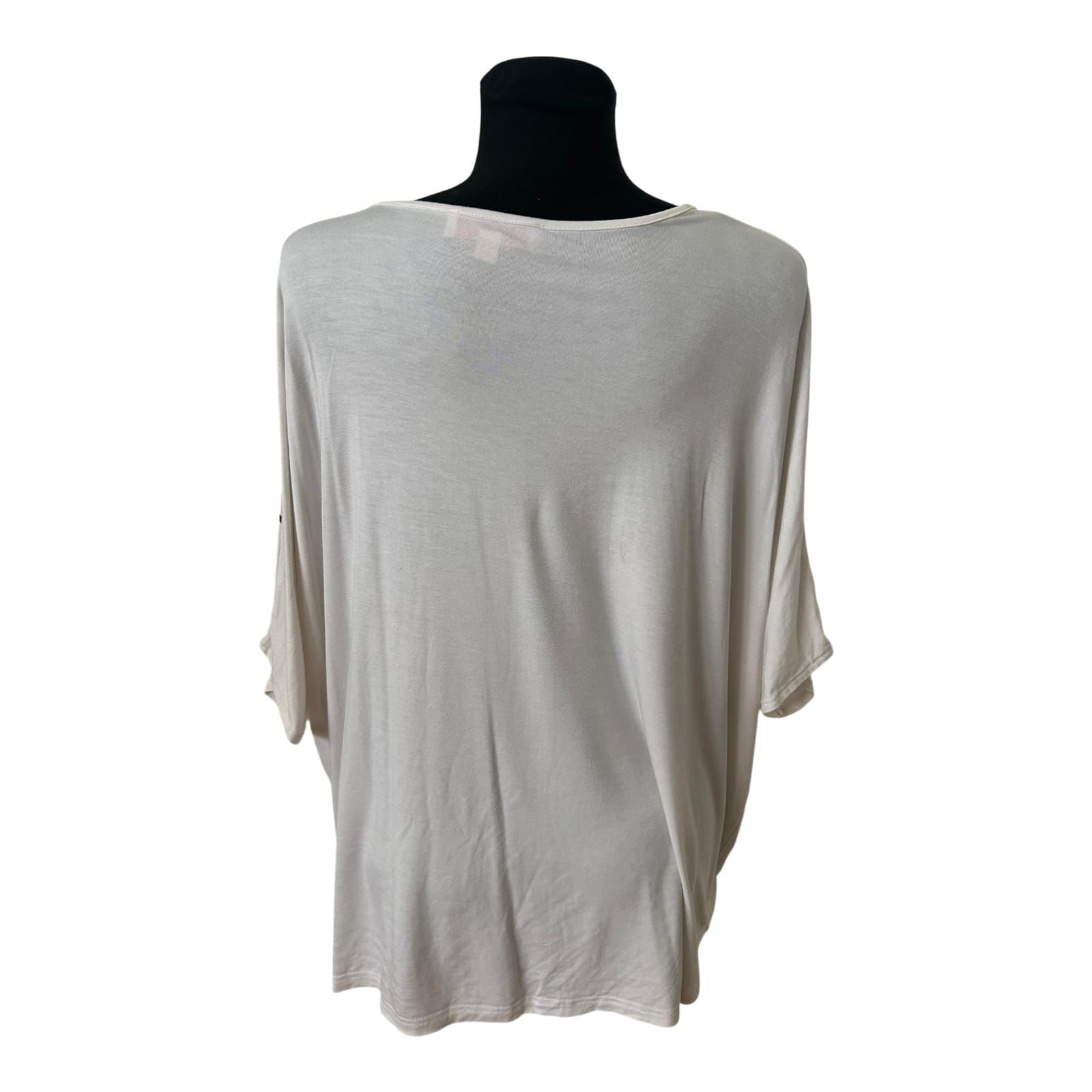 SHE Damen Shirt Gr 36 Fledermausärmel Pailletten Blume Viskose Elegant