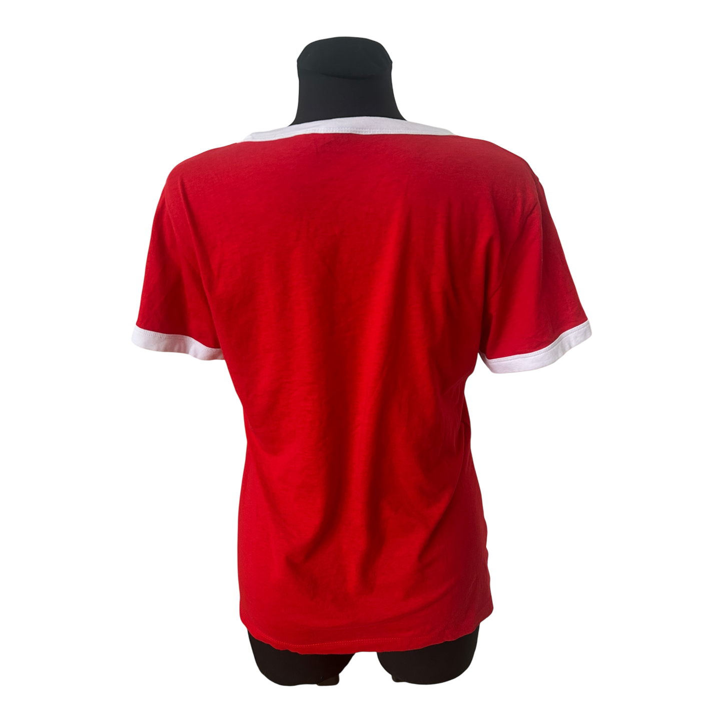 Wrangler Damen T Shirt Gr L Rot Weiss Logo Print Retro Baumwolle Top Retro Look