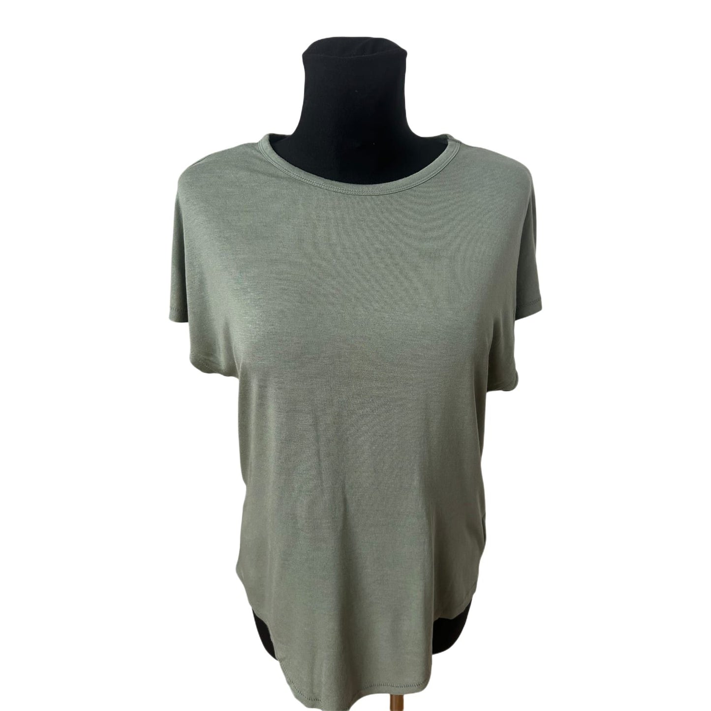 H&M Damen Shirt Gr S Grün Basic Viskose Lockerer Schnitt Sommer