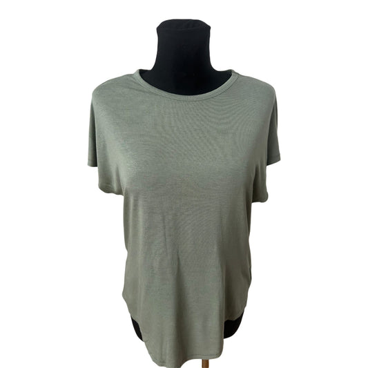 H&M Damen Shirt Gr S Grün Basic Viskose Lockerer Schnitt Sommer