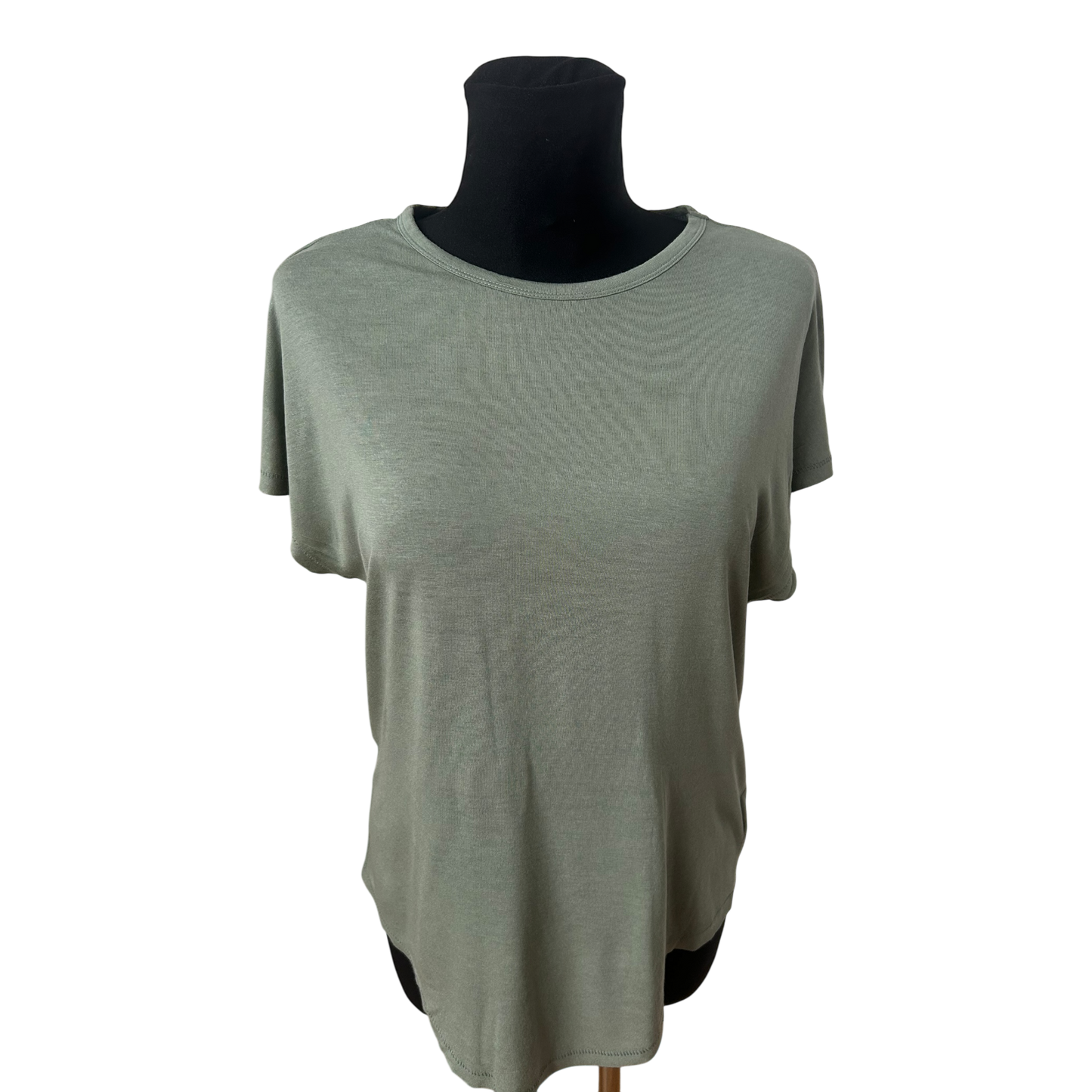 H&M Damen Shirt Gr S Grün Basic Viskose Lockerer Schnitt Sommer