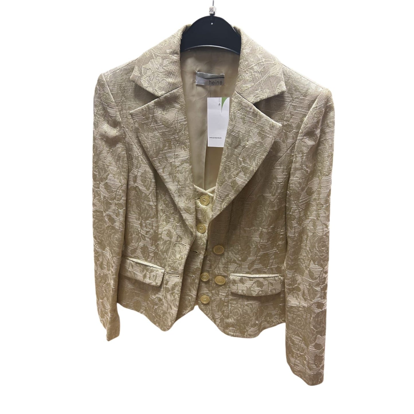 Heine Blazer Beige Gr 36 Florales Muster Strukturstoff Gefüttert Elegant