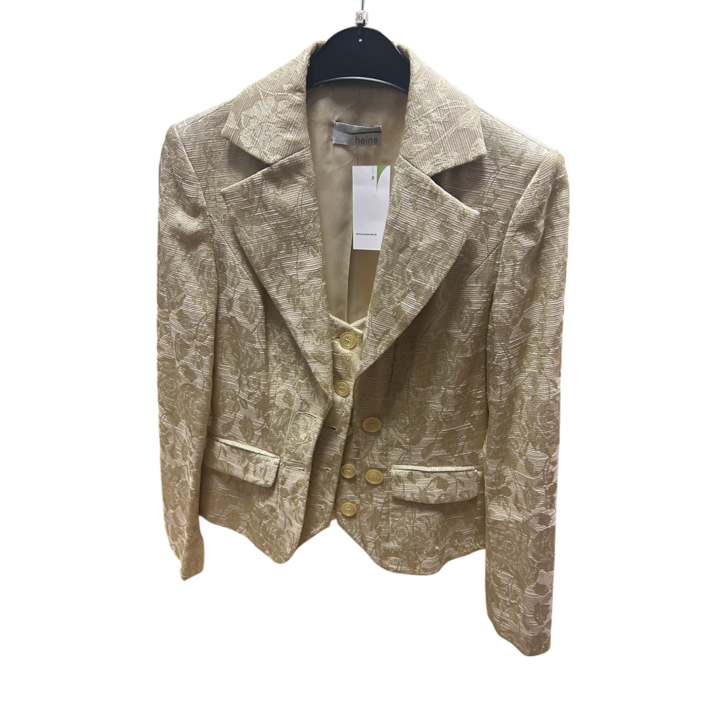 Heine Blazer Beige Gr 36 Florales Muster Strukturstoff Gefüttert Elegant