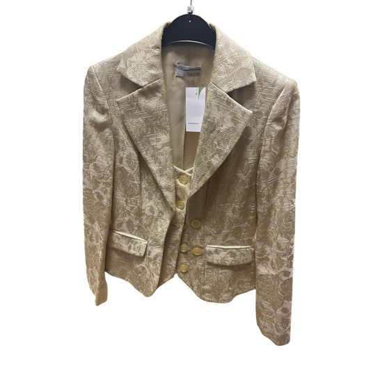 Heine Blazer Beige Gr 36 Florales Muster Strukturstoff Gefüttert Elegant