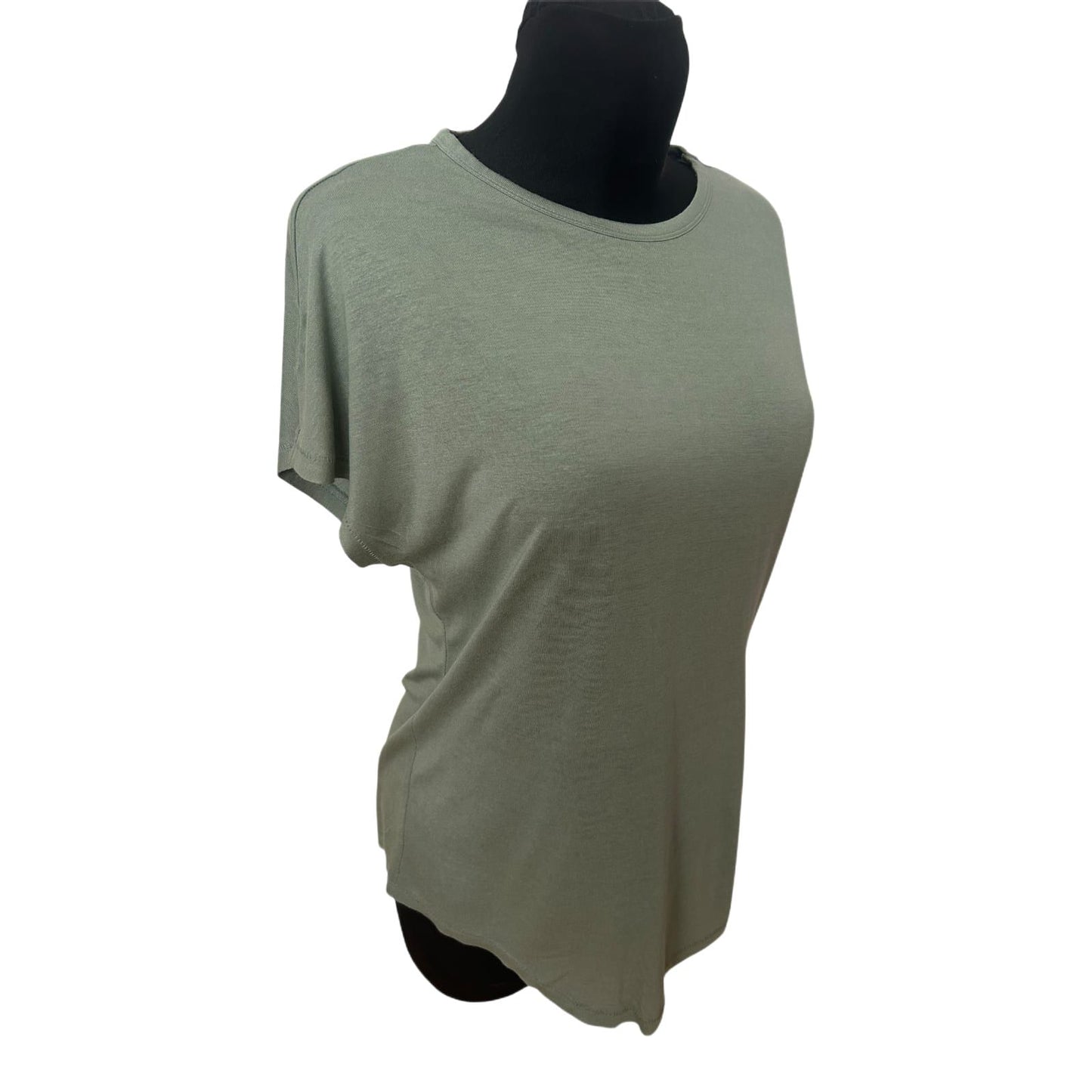 H&M Damen Shirt Gr S Grün Basic Viskose Lockerer Schnitt Sommer