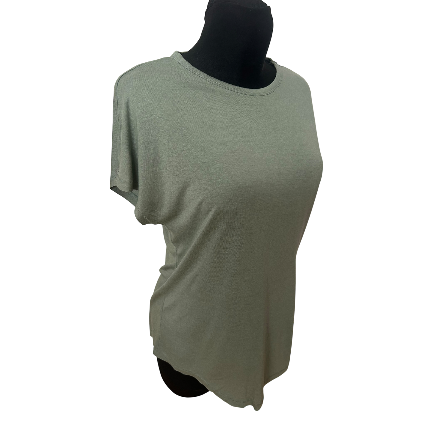 H&M Damen Shirt Gr S Grün Basic Viskose Lockerer Schnitt Sommer