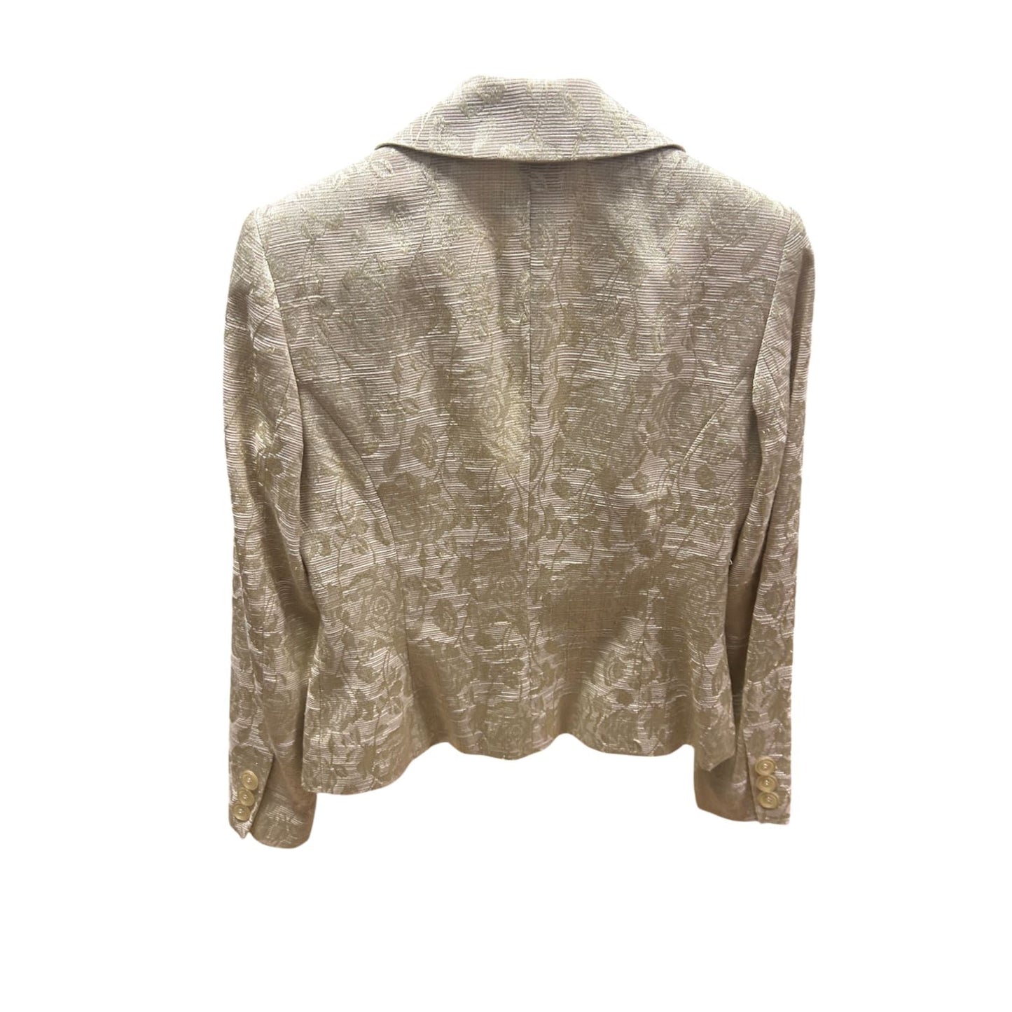 Heine Blazer Beige Gr 36 Florales Muster Strukturstoff Gefüttert Elegant