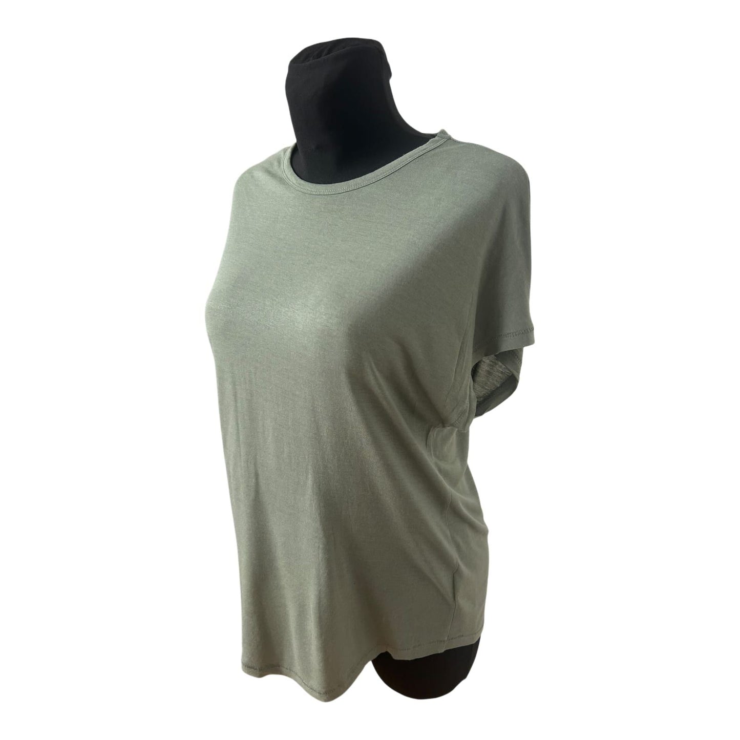 H&M Damen Shirt Gr S Grün Basic Viskose Lockerer Schnitt Sommer