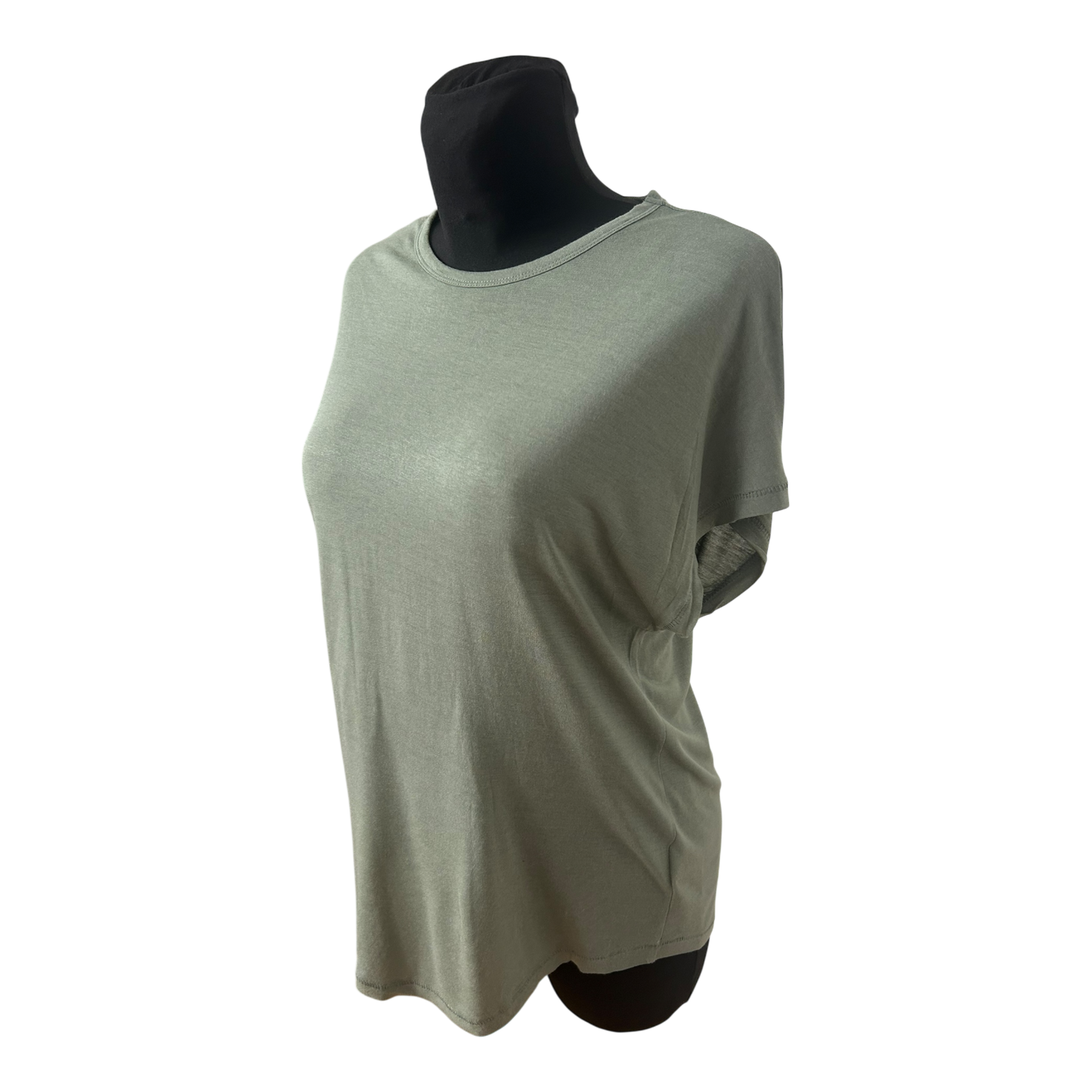 H&M Damen Shirt Gr S Grün Basic Viskose Lockerer Schnitt Sommer
