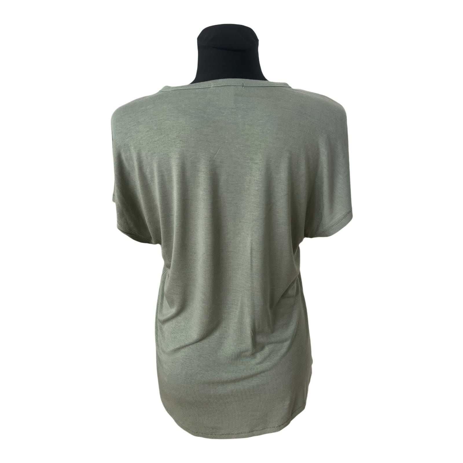 H&M Damen Shirt Gr S Grün Basic Viskose Lockerer Schnitt Sommer