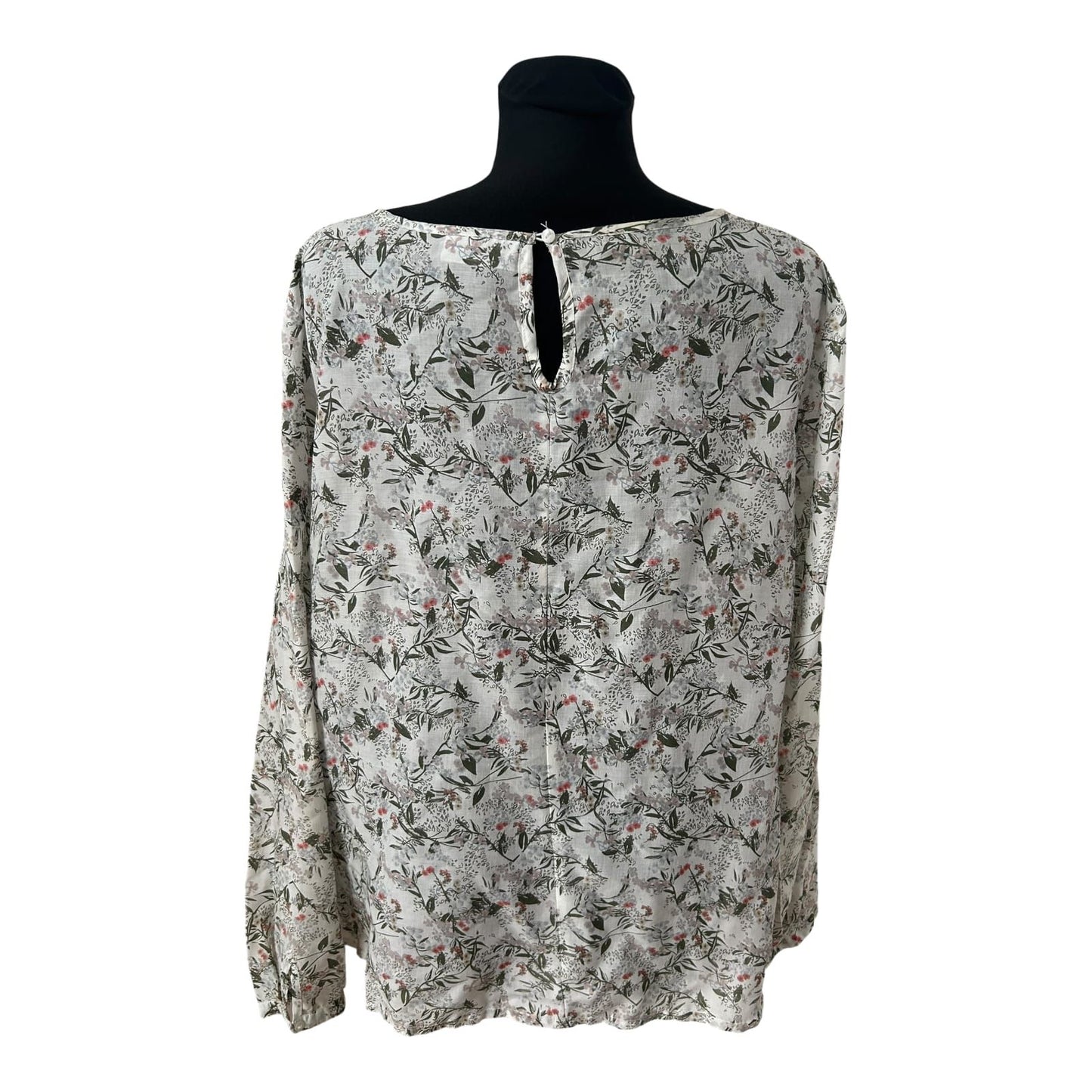 Gina Bluse Damen Gr 46 Viskose Blumen Langarm V Ausschnitt Leicht Elegant