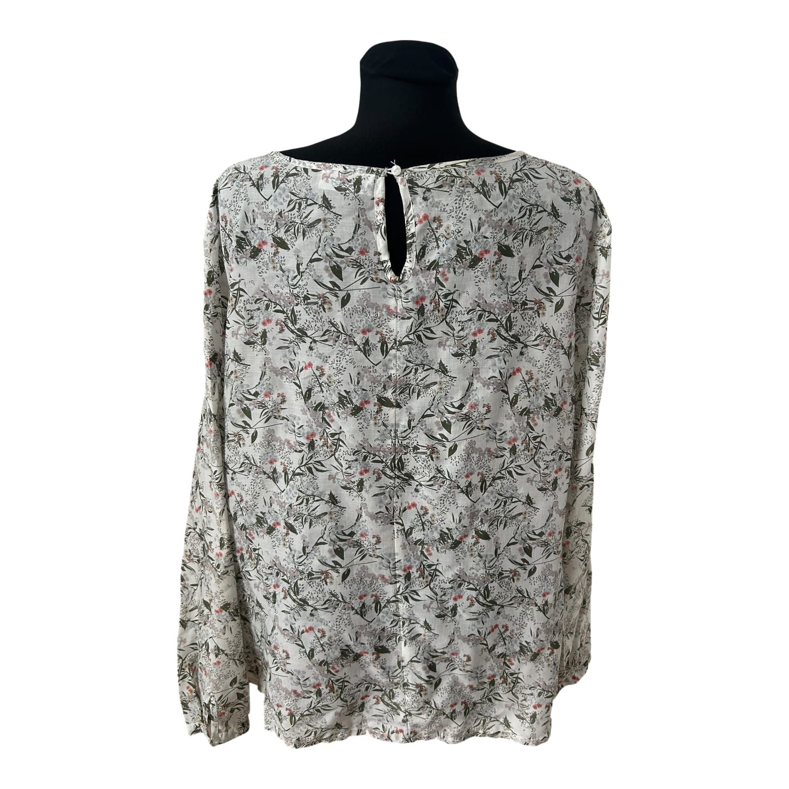 Gina Bluse Damen Gr 46 Viskose Blumen Langarm V Ausschnitt Leicht Elegant