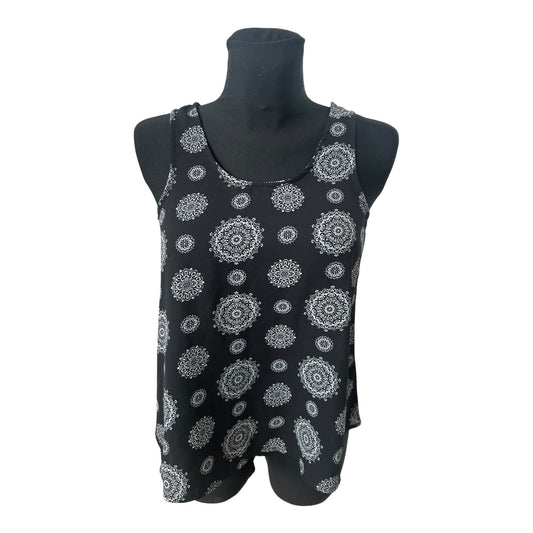 Atmosphere Damen Bluse Gr 36 Schwarz Weiß Muster Ärmellos Leicht