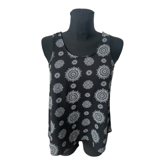 Atmosphere Damen Bluse Gr 36 Schwarz Weiß Muster Ärmellos Leicht