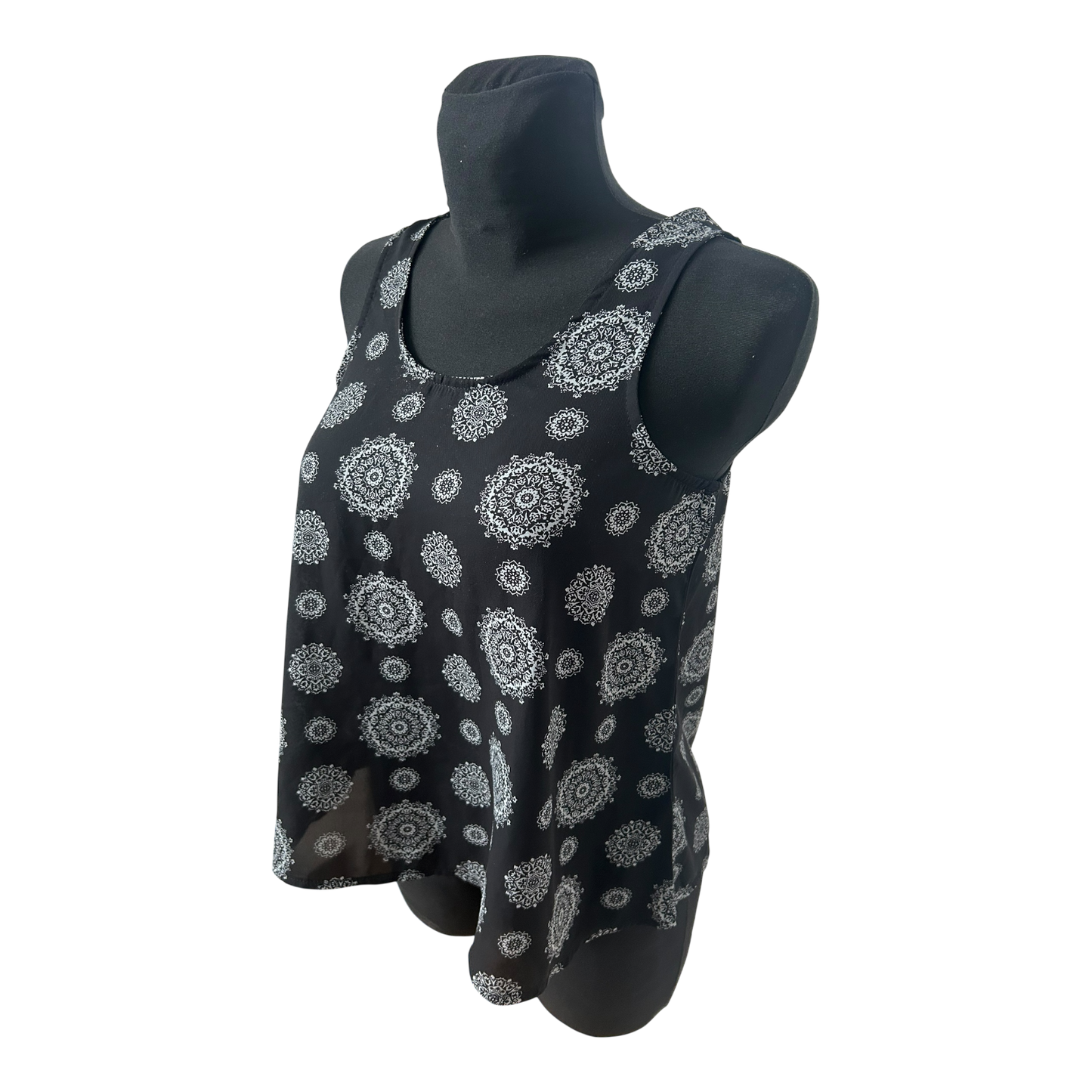 Atmosphere Damen Bluse Gr 36 Schwarz Weiß Muster Ärmellos Leicht